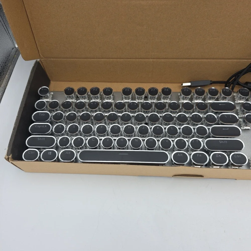 AULA F2088 Typewriter Style Mechanical Gaming Keyboard,Rainbow LED Backlit,Remov
